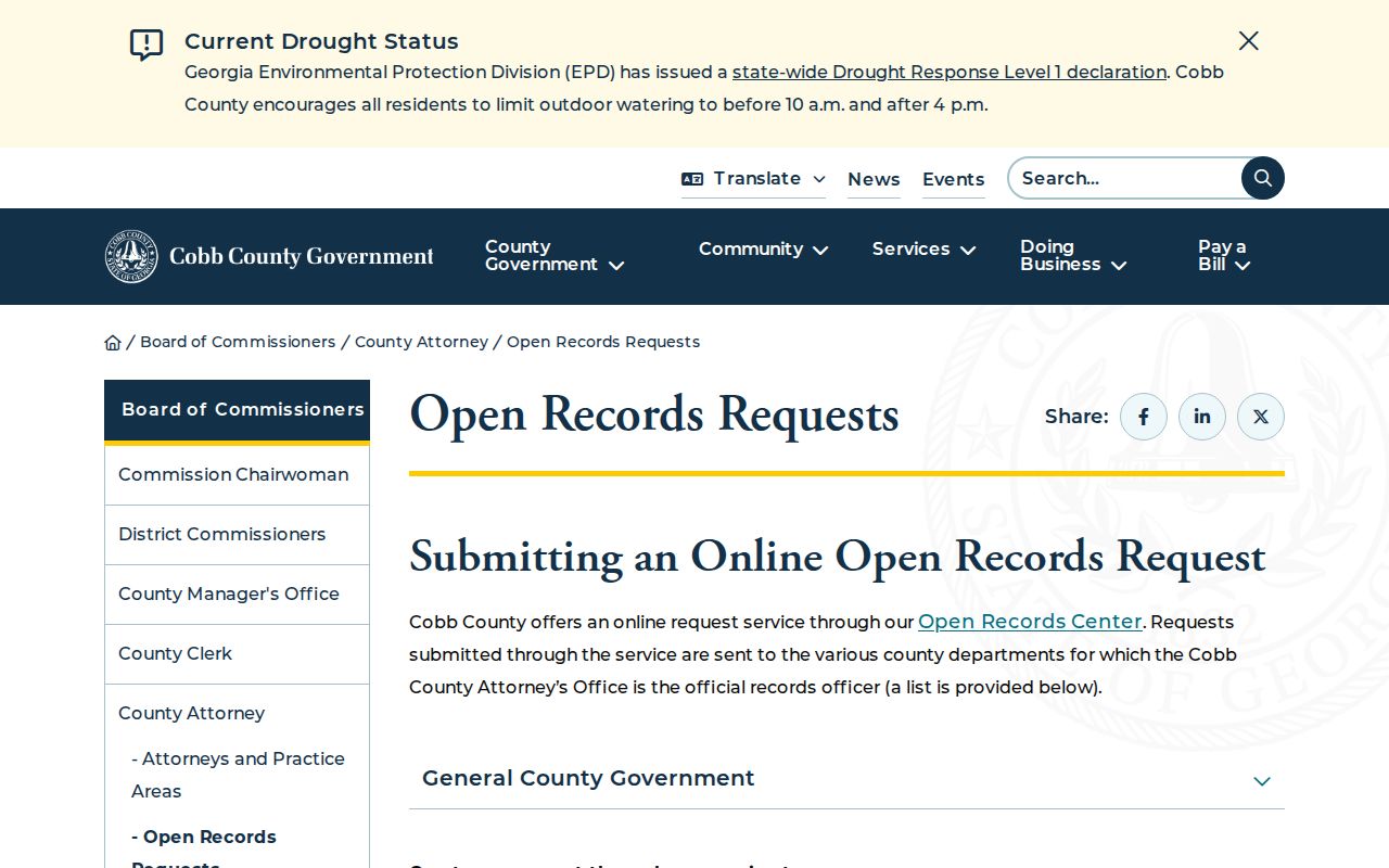 Kennesaw public records access through the Cobb Open Records Center