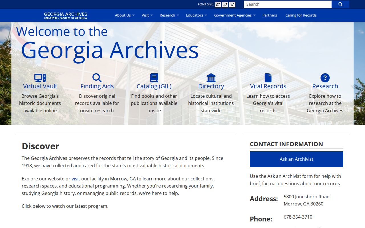 Georgia Archives gateway for historical Kennesaw people directories
