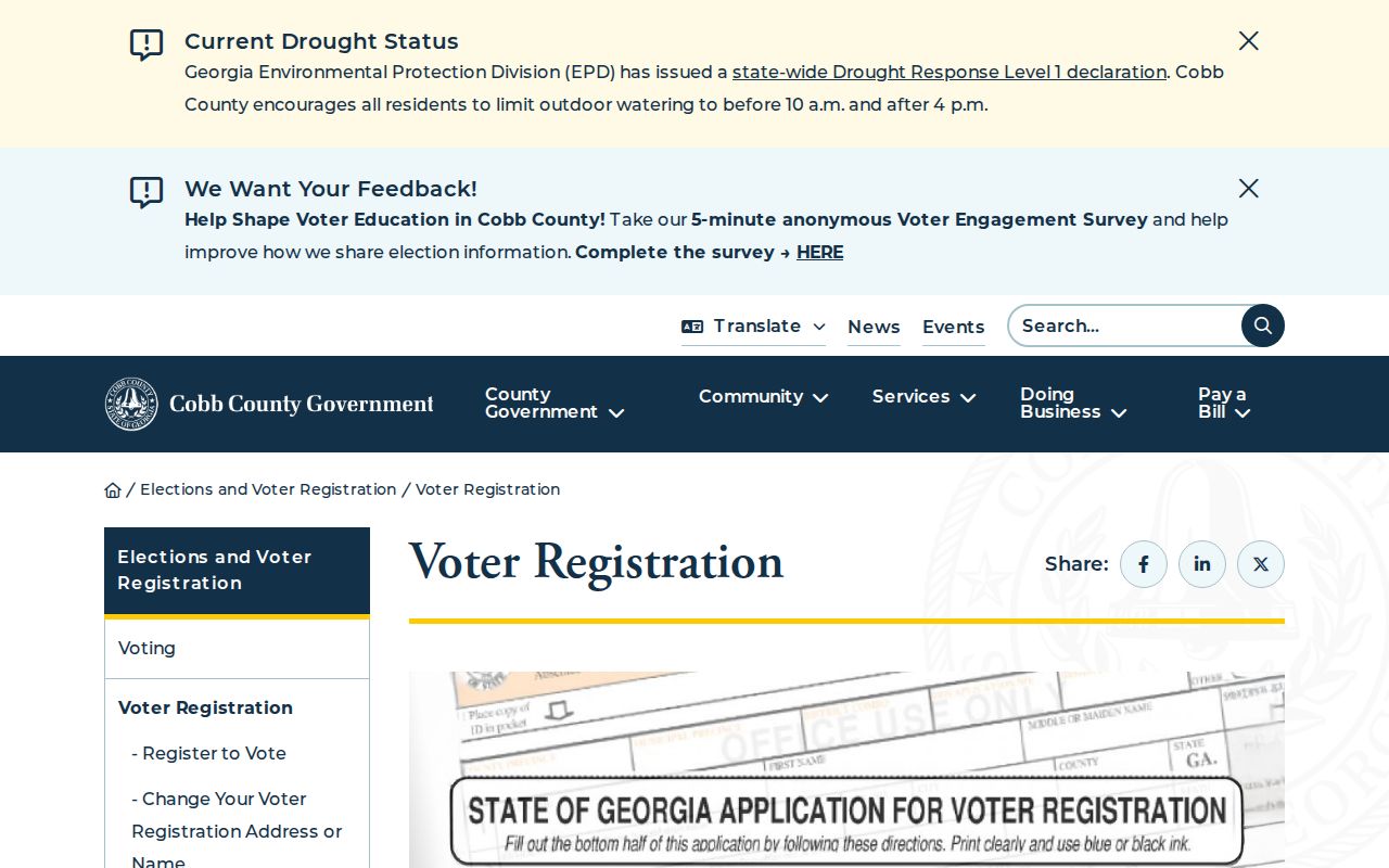 Kennesaw voter registration services from Cobb County Elections